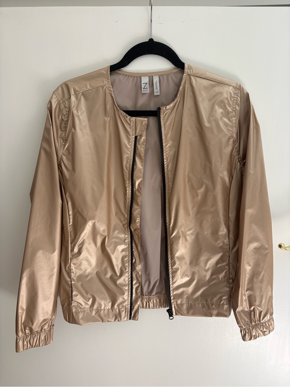 Zella Metallic Rose Gold Bomber Jacket